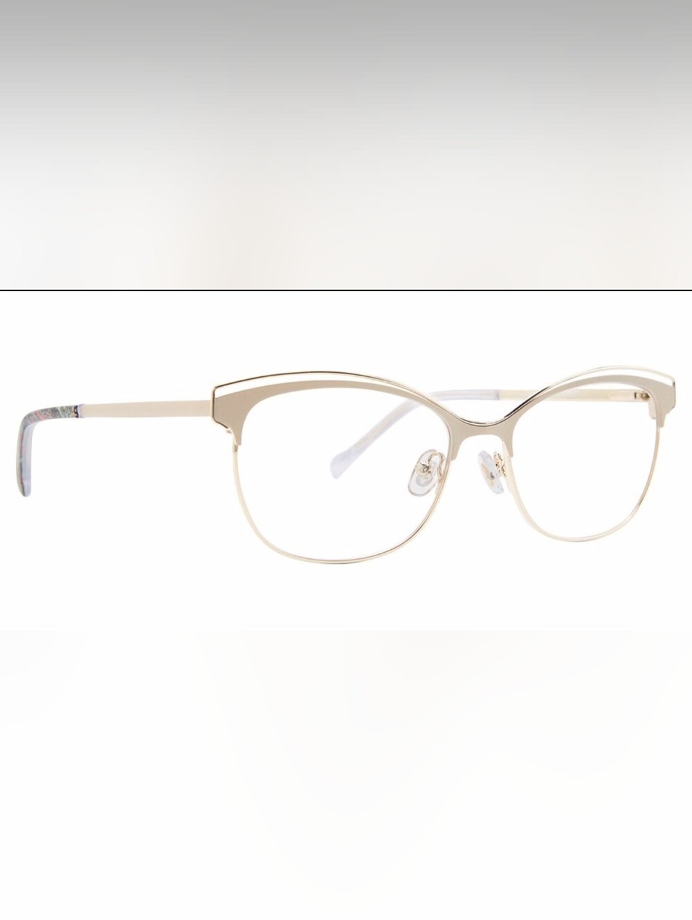 New Vera Bradley Charli/Trista Eyeglasses Frames Cateye Ivory Gold 53-16-138 mm